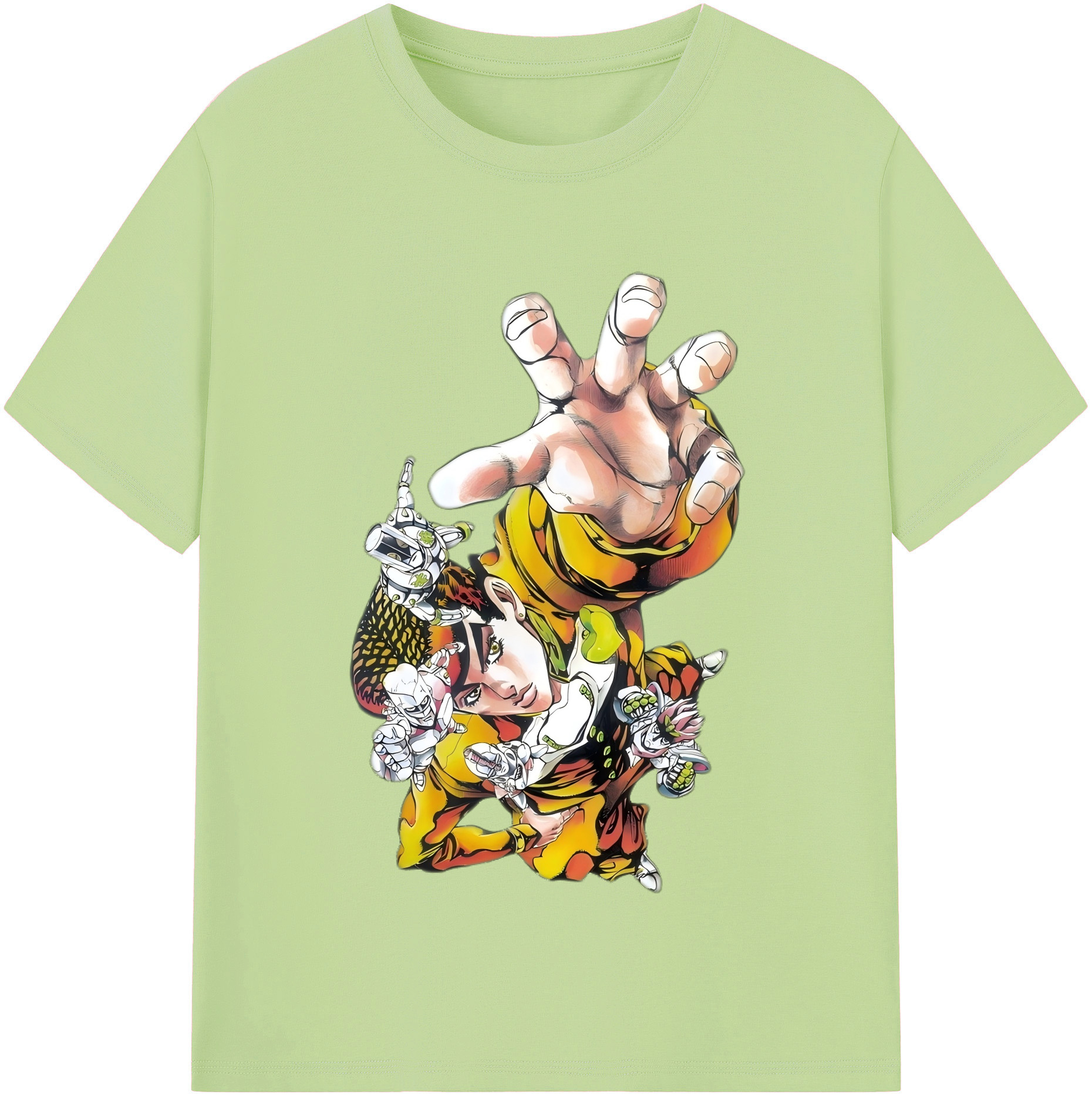 （画像用） ジョジョの奇妙な冒険 ひがしかた じょうすけ JoJo's Bizarre Adventure Higashikata Josuke 綿100％半袖Tシャツ（フロントプリント）